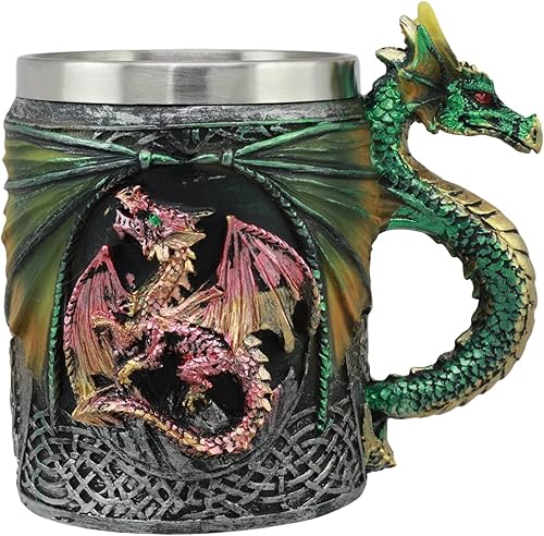 Taza de café Ebros Myths And Legends The Conception Of Red Fire Oberon Dragon Beer Stein Tankard con mango de dragón verde, gran regalo para los