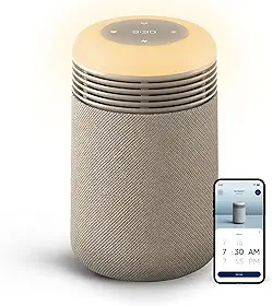 BLUEAIR Purificador para quarto - Mini reparador - Relógio de nascer do sol com filtragem HEPA Silent e luz de despertar - Limpa o ar e suporta o ritmo circadiano - Conectividade USB-C e aplicativo