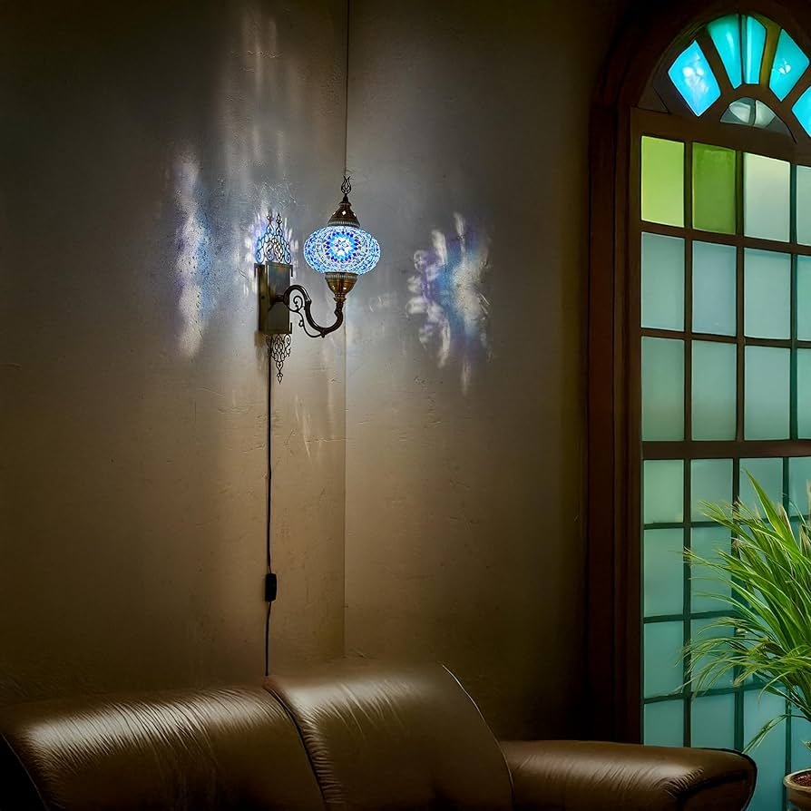 工芸品 Moroocan Wall Lump Turkish Moroccan Mosaic Plug in Wall Sconce Lamp with 5.2