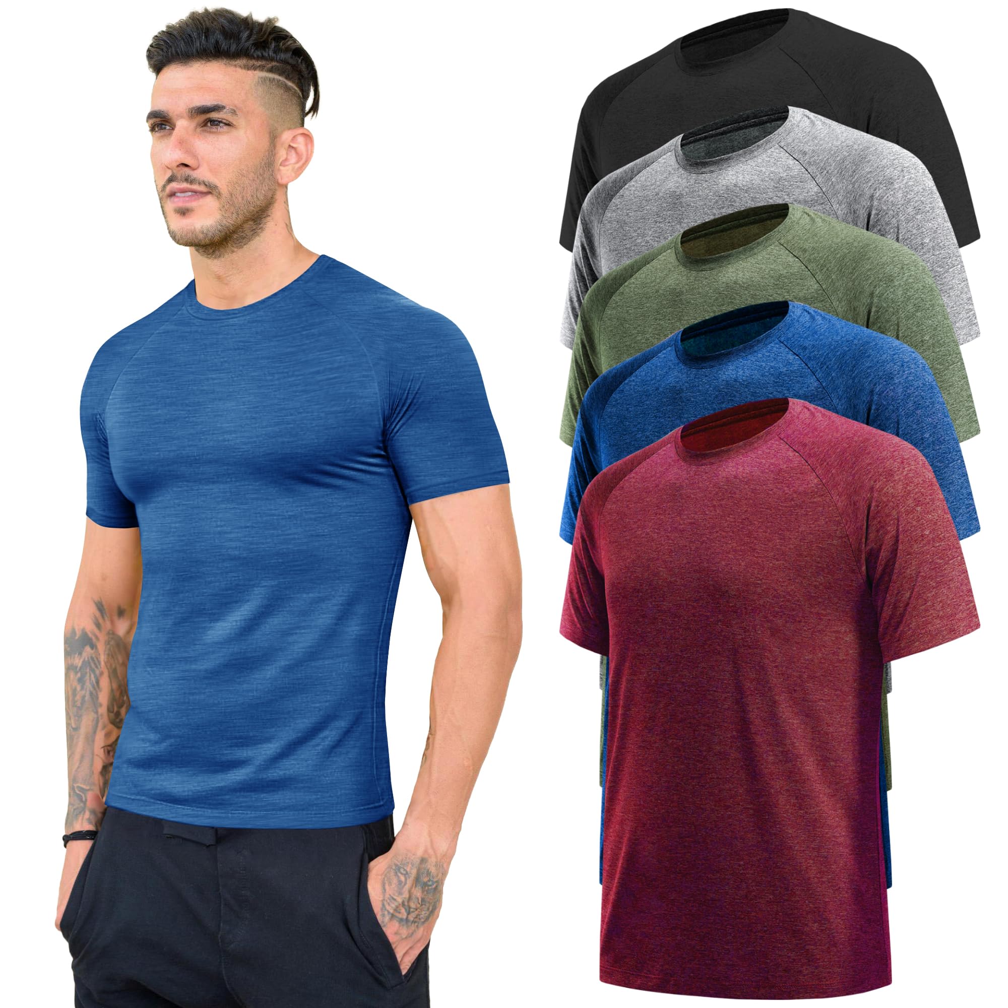 Camisetas de entrenamiento 7/5/3 para hombre, de secado rápido, absorben la humedad, para gimnasio, atletismo, ejercicio, correr, manga corta