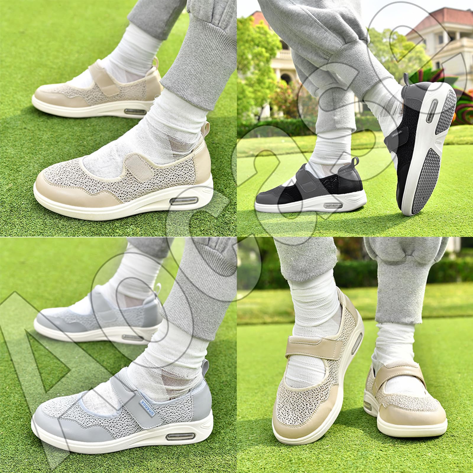 Zapatos Ancho Especial Mujer para Juanetes Calzado Pies Anchos hinchados Zapatillas diabéticas Vendaje pies lesionados y Zapatos diabéticos,Beige,40 EU