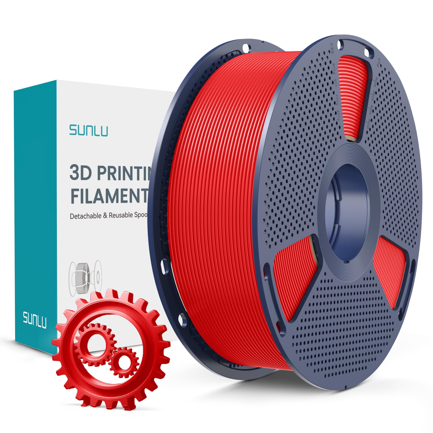 SUNLU Filament PLA+ 1,75 mm, zwiększona trwałość i wysoka wytrzymałość, filament PLA Plus do drukarki 3D FDM, 1 kg szpula, pla+ czerwony