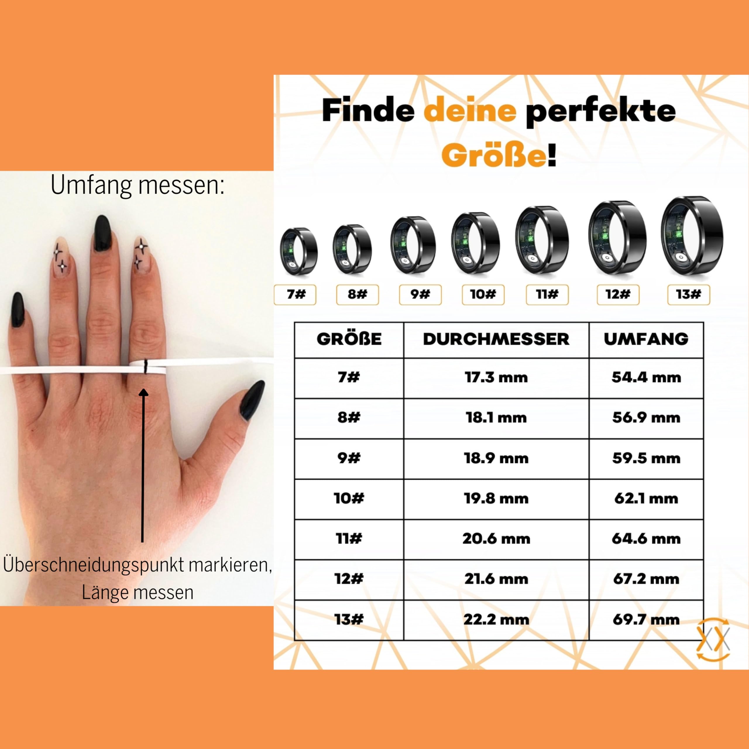 Beafon, felixx, Smart Ring, SR6, Silber, Größe 9, (59,5mm), Fitness Tracking, Herzfrequenz, Blutdrucküberwachung, Schrittzähler, IP68, Bluettooth, Edelstahl,inkl. Ladebox, Akkulaufzeit bis 7 Tage