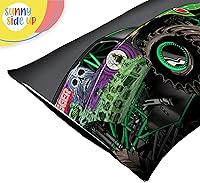 Vista 6 de Sunny Side Up Monster Jam Grave Digger - Juego de 2 fundas de almohada reversibles, fundas de almohada de doble cara, ropa de cama para niños súper
