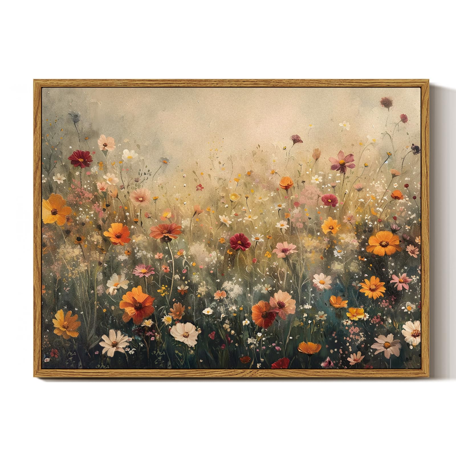 InSimSea Framed Canvas Wall Art, Meadow with Flowers Painting, Landscape for Living Room, Bedroom, Home, Bathroom Decor, 8x10 — view 127