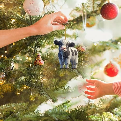 Miniatura 3 de Adorno decorativo de vaca de dibujos animados, lindo colgante de coche de vaca de dibujos animados, decoración del árbol del hogar, lindos colgantes