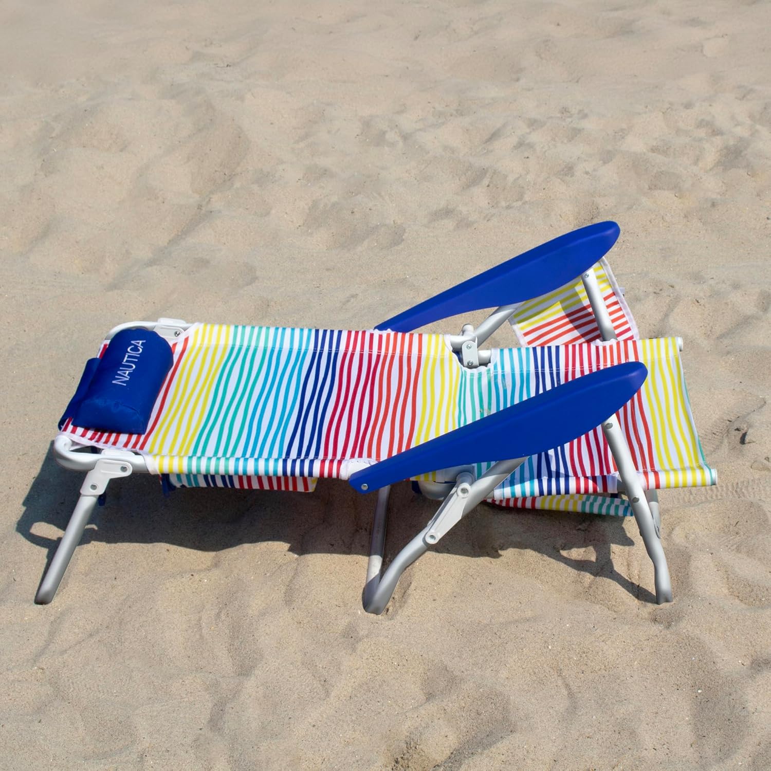 Nautica Backpack Beach Chair – 5 Position Reclining Portable Folding Beach Chair for Adults with Padded Pillow Headrest, Insulated Cooler Bag, Double Cup Holders, Outdoor Folding Chair, 300lb