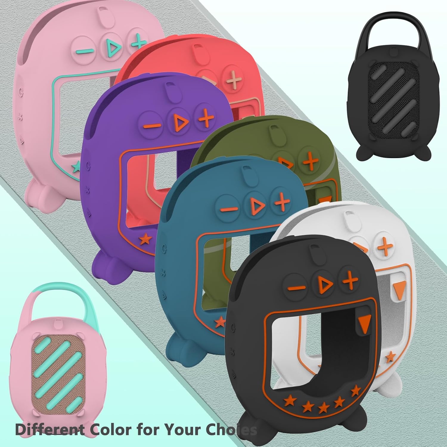 JCHPINE Hard Case and Silicone Cover for JBL Clip 5 Ultra Portable Bluetooth Speaker Accessories, Soft Silicone Case for JBL Clip 5 Speaker Stand Up Holder (White) - Image 6