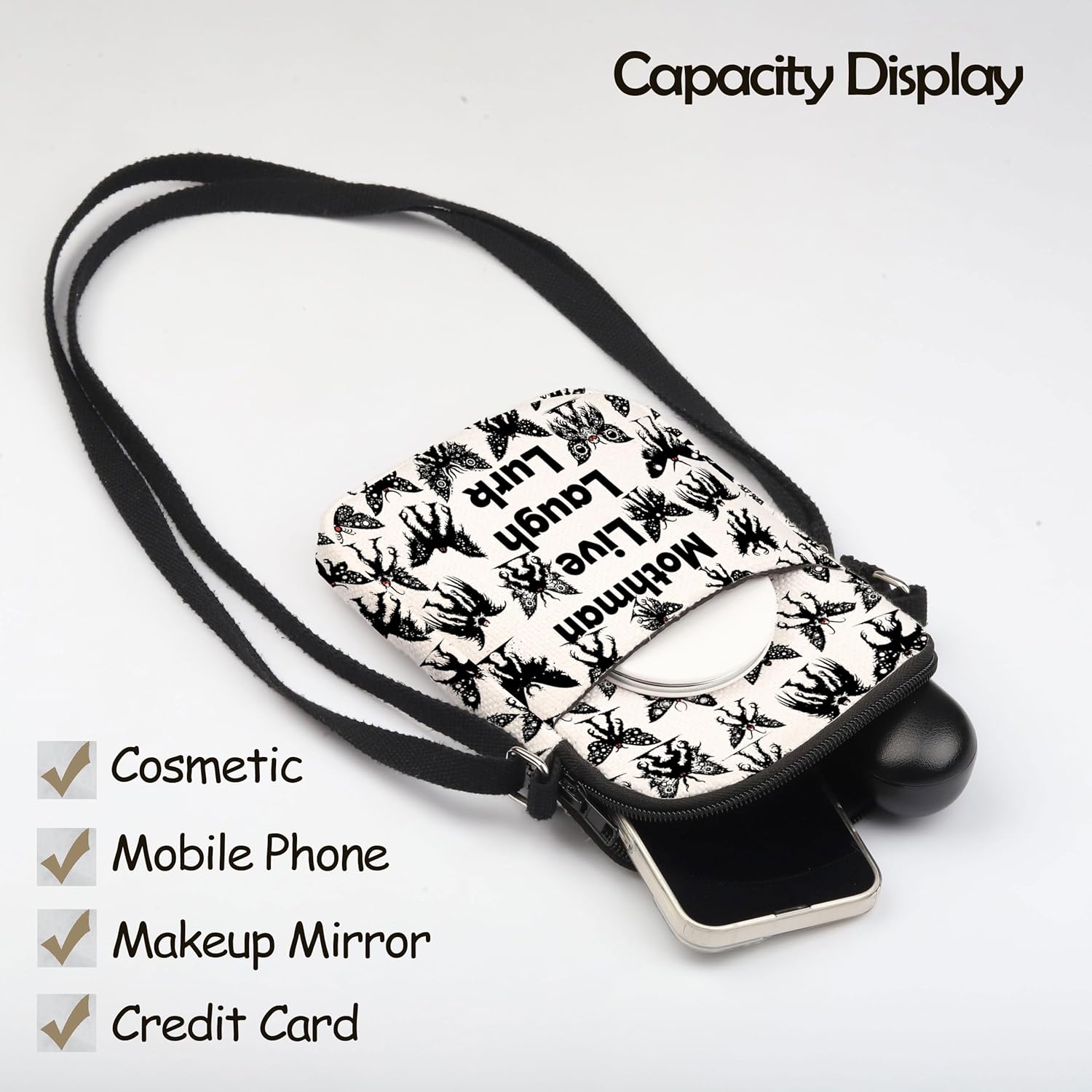 MNIGIU Mothman Cryptid Crossbody Bag Mothman Lover Gift Mothman Live Laugh Lurk Shoulder Bag Cryptozoologist Gift - Image 7