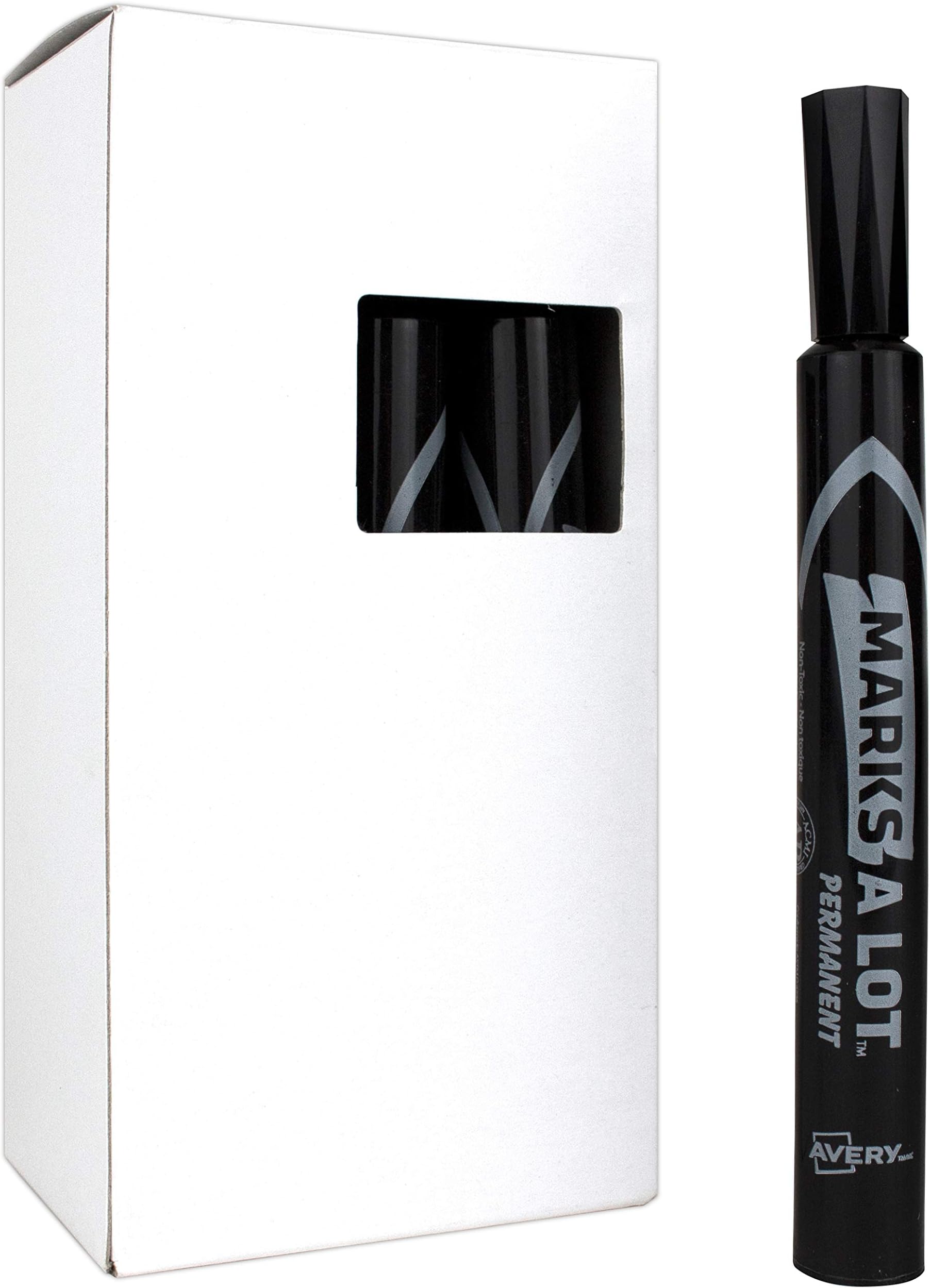 Avery Marks-A-Lot Permanent Marker, Large Desk-Style Marker, Chisel Tip ...