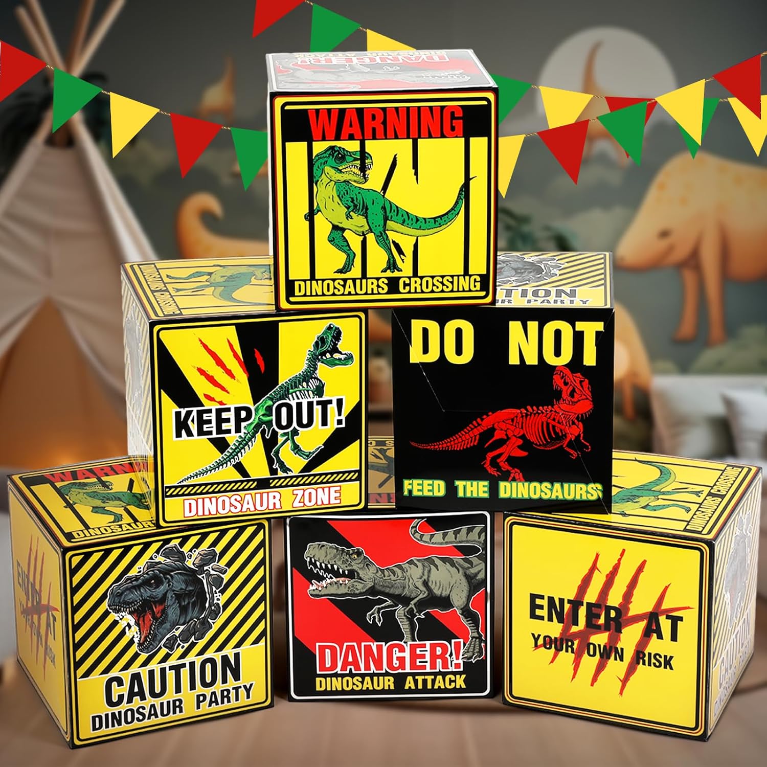 6 Pcs Halloween Dinosaur Decorations Large Dinosaur Zone Party Decorations Dino Party Box 12 Inch Dinosaur Theme Party Boxes Decorations Dinosaur Birthday Party Supplies