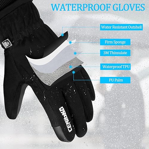 Miniatura 5 de Cevapro Winter Thermal Gloves for Men Women, -20 Anti-Slip Waterproof Deerskin Suede Insulated Touchscreen Gloves.