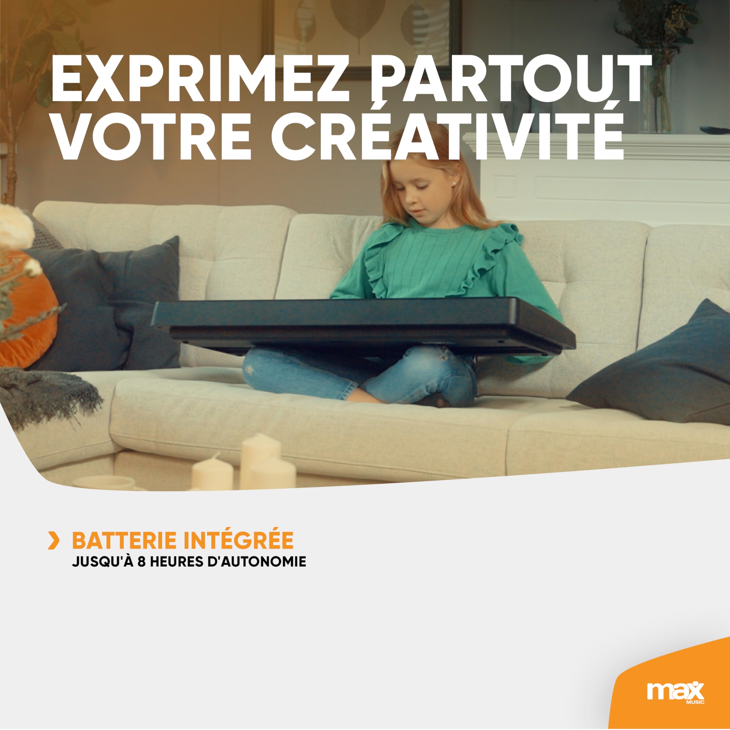 Max KB15 Clavier Électronique 61 Touches Stand et Casque Audio Inclus | Apprentissage Musical pour Débutants, Expérience Interactive et Ludique, Deux Haut-parleurs Intégrés, Pratique Maison