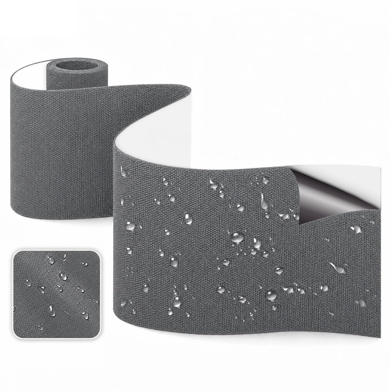 Skystuff Self-Adhesive Canvas Repair Tape, Heavy Duty Waterproof Fabric Repair Patches for Sofa, Chair, Awning, Tent, Clothes, Camping Outdoor Gear, Instant Strong Fix, 10x160cm, Dark Grey