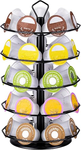 FlagShip Soporte para cápsulas Keurig, carrusel, soporte para cápsulas de café, metal negro, 5 niveles, 35 cápsulas