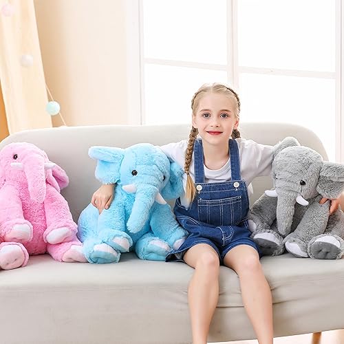 Miniatura 5 de Animales de peluche con peso de elefante, 5 libras y 16 pulgadas, color gris, almohada grande de peluche de elefante con peso, regalo para niños y