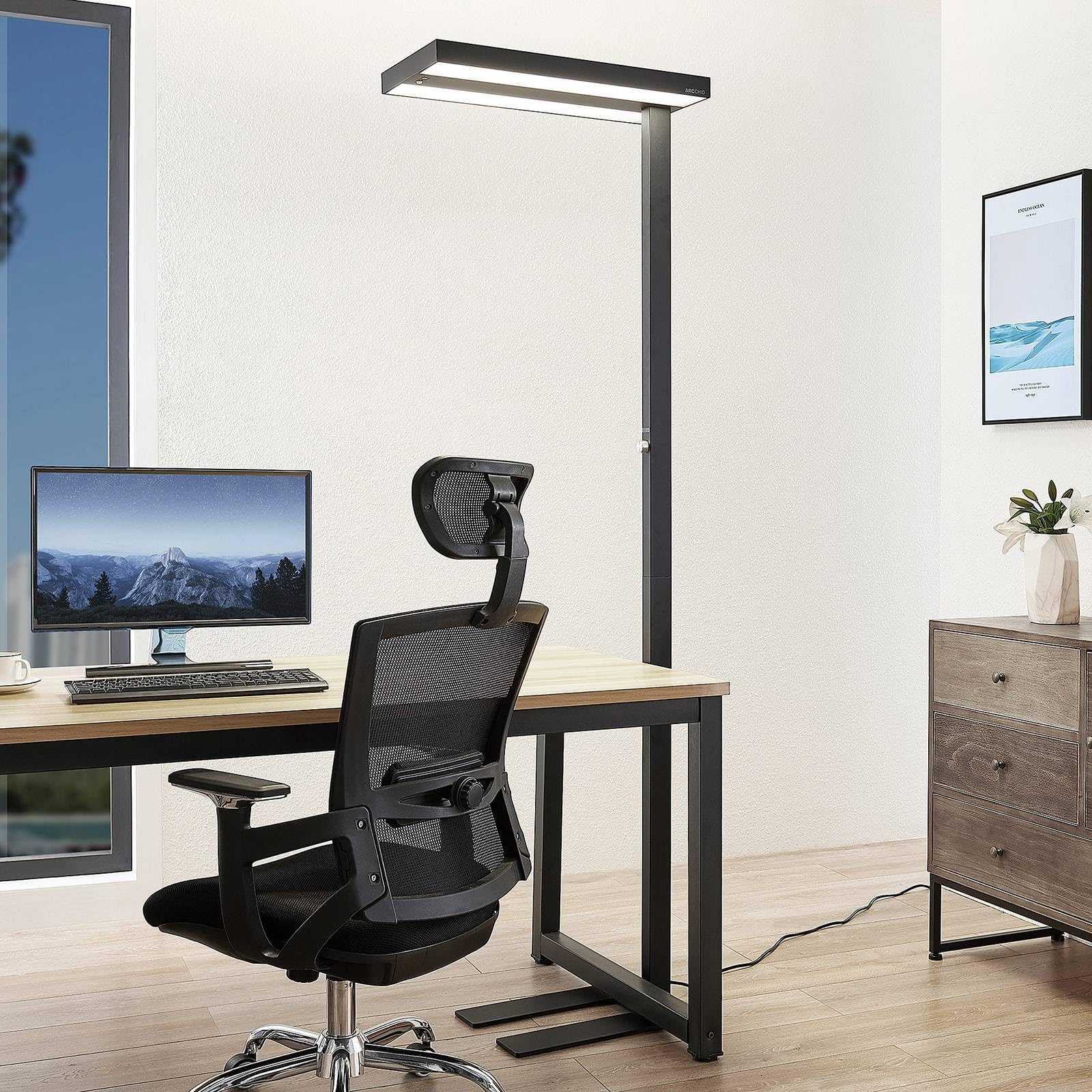 Arcchio Lampade da terra per ufficio dimmerabile con sensore di movimento (Moderno) colore Nero, in Alluminio ad es. Studio & Ufficio lampadina inclusa Lampada lampada