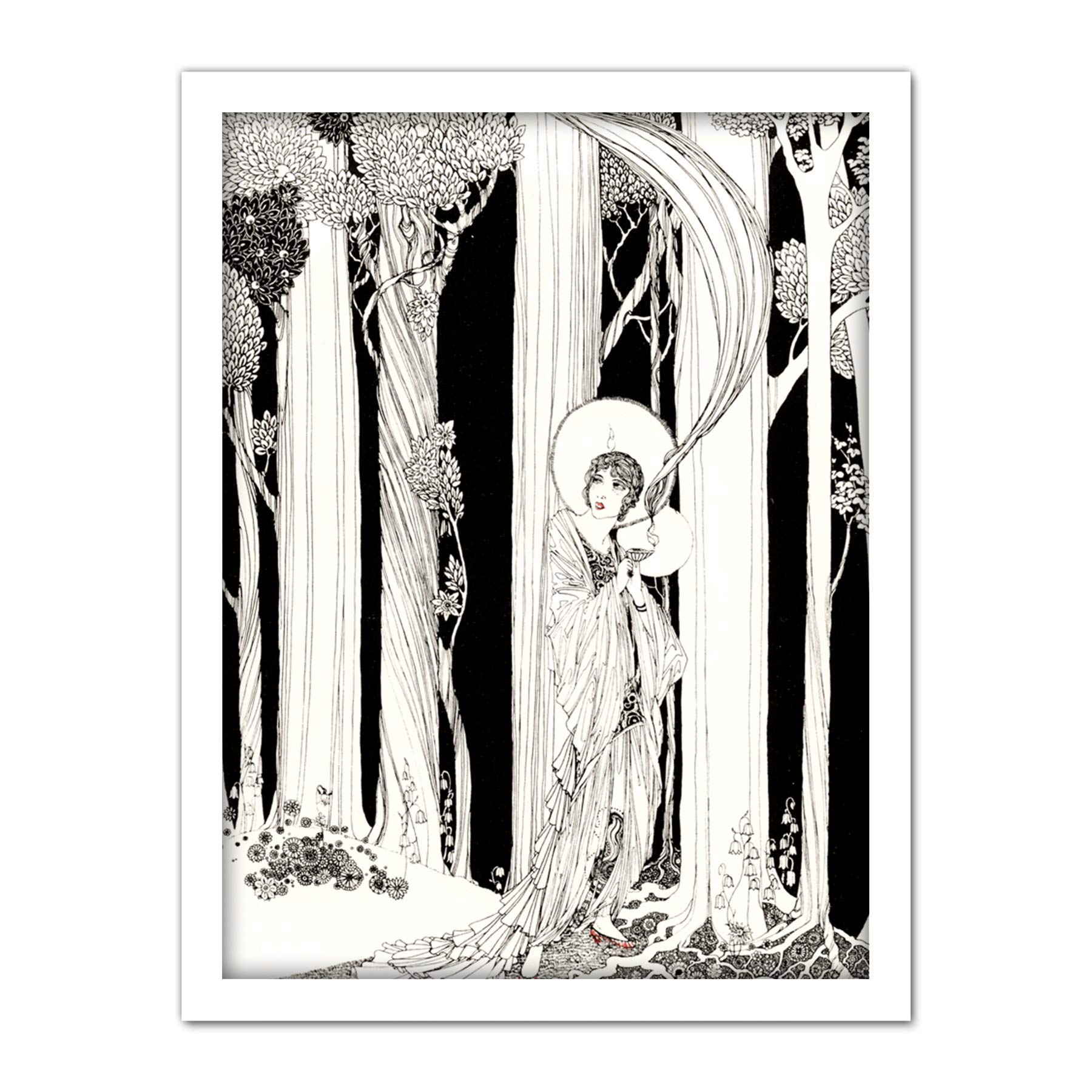 Wee Blue Coo Art Deco Portrait Forest Artwork Framed Wall Art Print 18X24 Inch