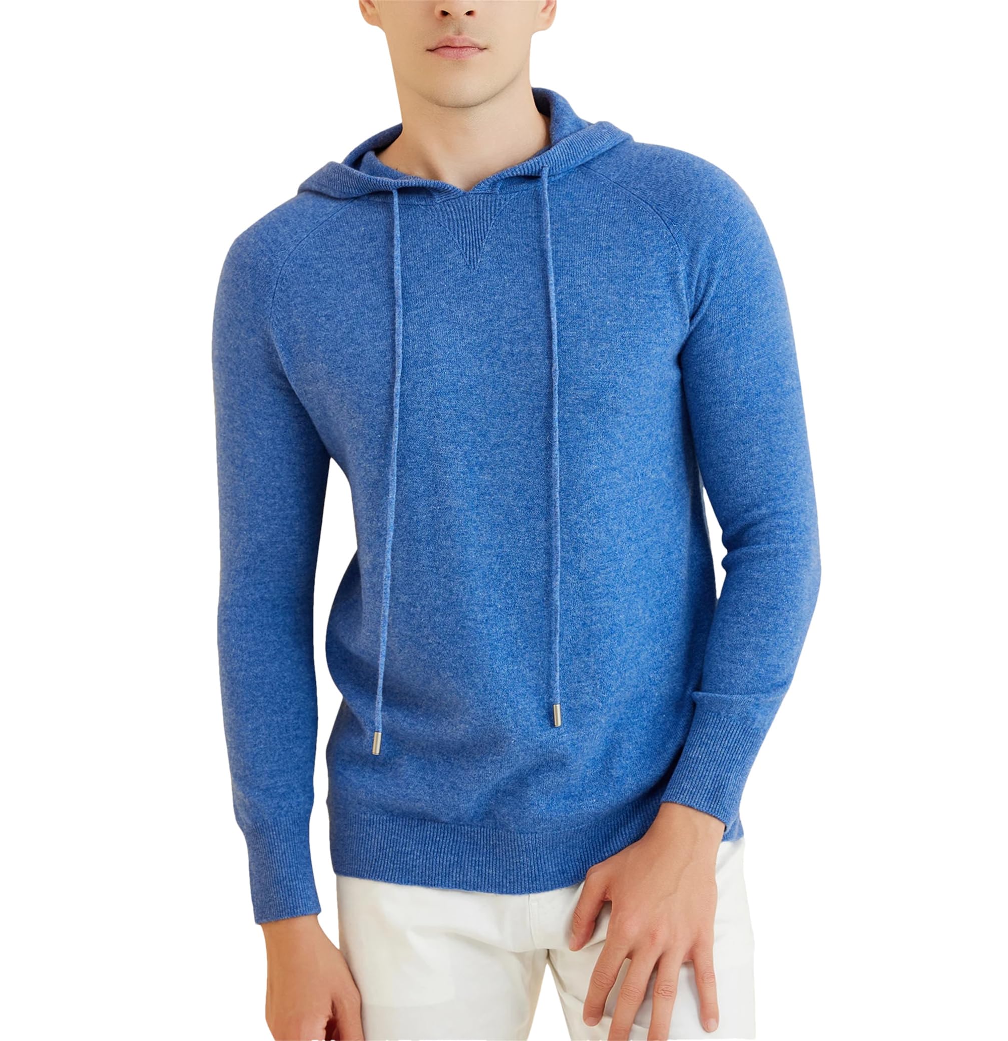 Felpa con cappuccio da uomo in lana merino maglione con cappuccio autunno inverno caldo manica lunga pullover abbigliamento maschile