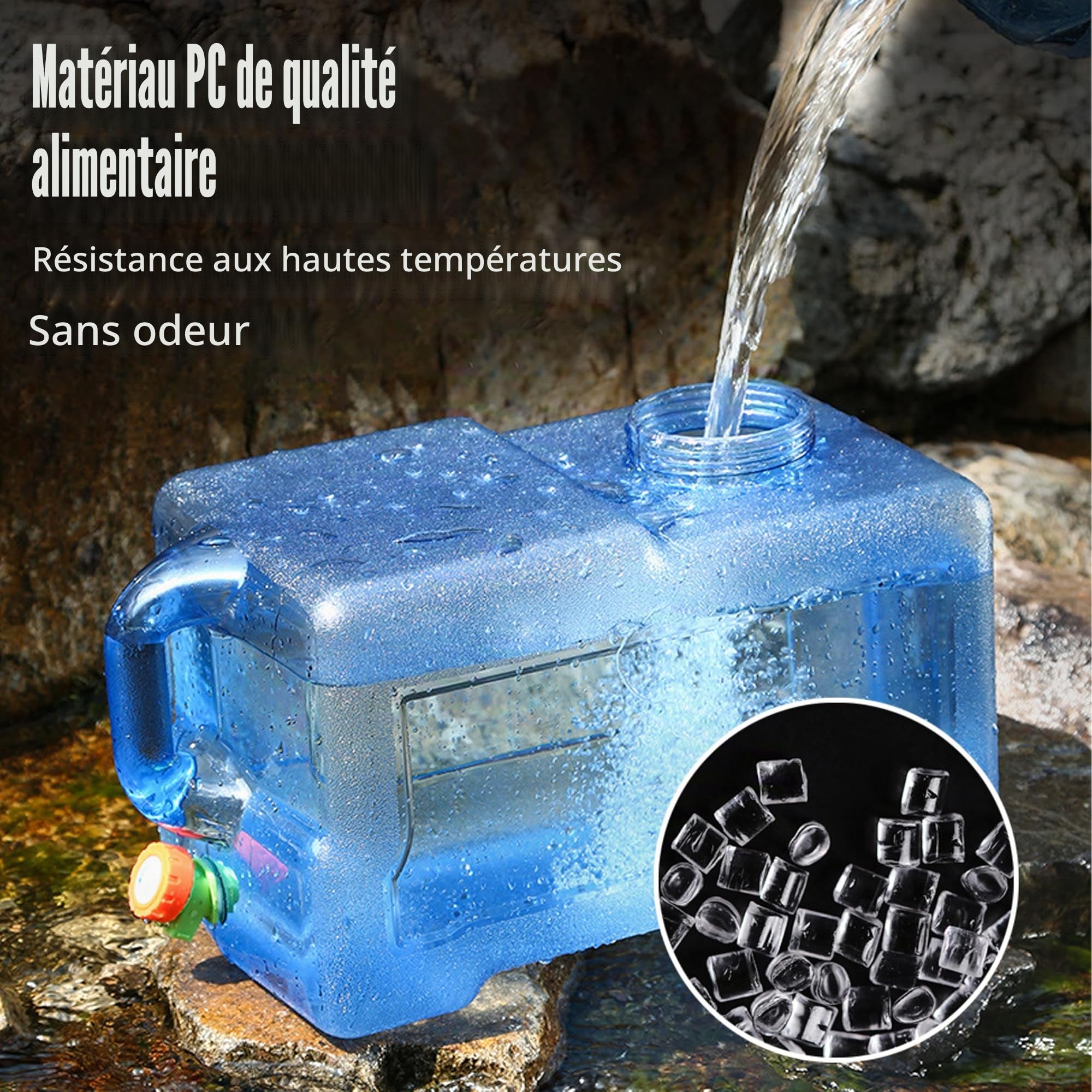 Gekufa Bidon d'eau de 12 l Robinet, réservoir d'eau de Camping poignées | réservoir d'eau, distributeur d'eau, bidon d'eau potable portable les voyages en plein air, la randonnée, la caravane,