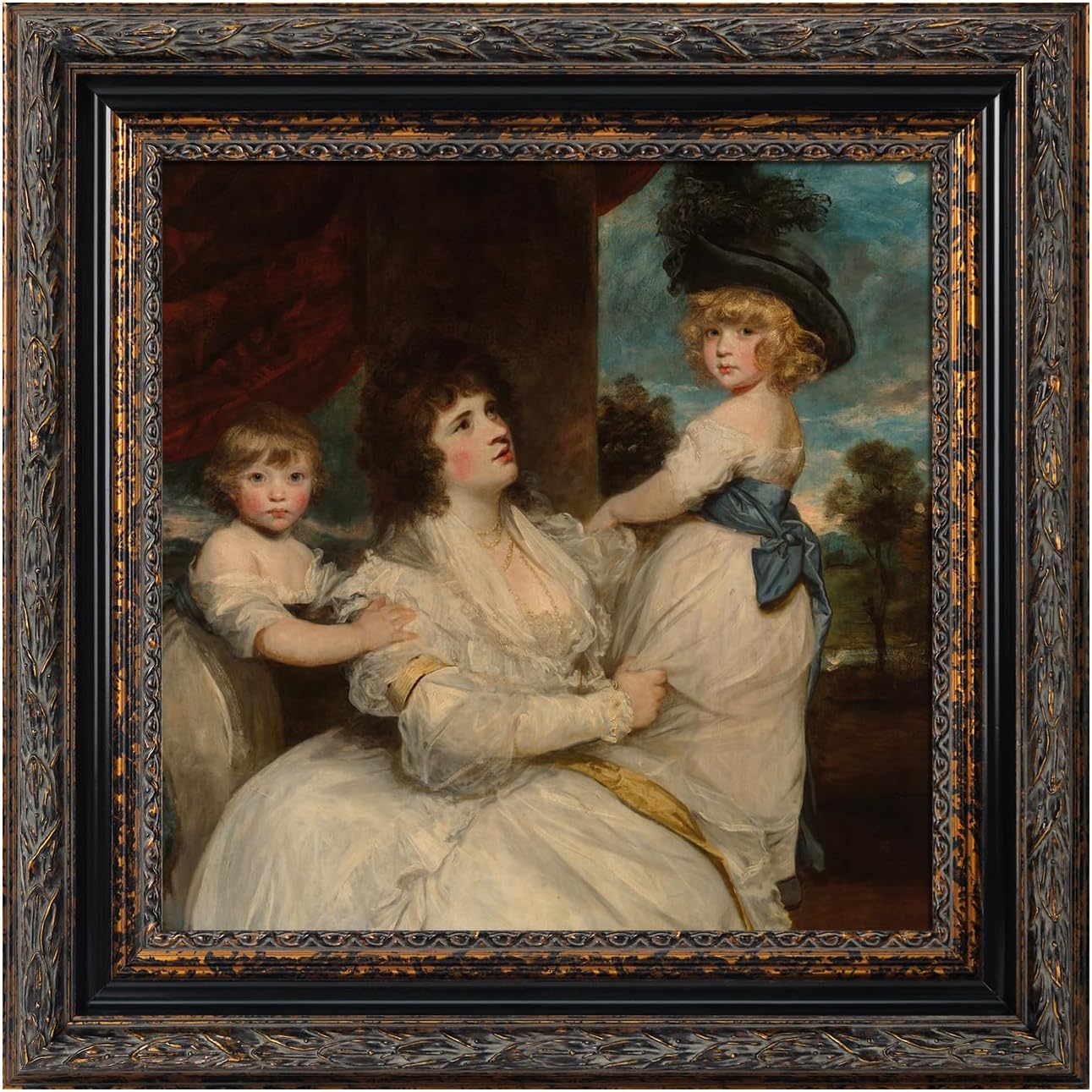 Luxury Museum Style Canvas Frame for 20x20 Oil Paintings Diamond Art Prints, 3.2” Wide DIY Wood Black Gold Baroque Gallery Wall Frame for Coffee Shop Dining Room Kitchen Decor, No Back & Cover 20x20" Black Gold