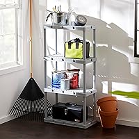 Vista 5 de Gracious Living 4 Shelf Knect-A-Shelf Ventilated Light Duty Storage Unit Organizer System for Home, Garage, Basement, and Laundry, Gray.