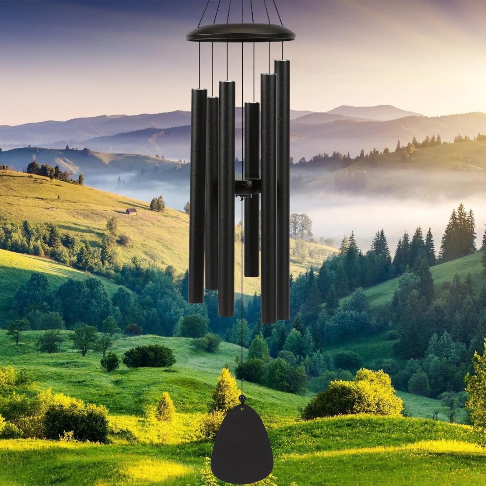 Campanas de viento grandes de 32 pulgadas para exteriores, tonos melódicos relajantes, decoración de jardín resistente a la intemperie, campanillas de viento conmemorativas, regalo para mujeres, mamá