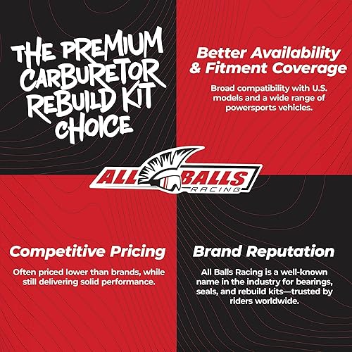 Miniatura 5 de All Balls Racing 26-1373 Kit de Reconstrucción de Carburador Compatible con/Reemplazo para Honda TRX300 Fourtrax 1991-2000, TRX300FW Fourtrax 4x4