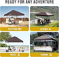 Vista 4 de CROWN SHADES - Toldo desplegable de 10 x 10 pies - Tienda de campaña para playa con configuración de un solo toque - Sombrilla al aire libre