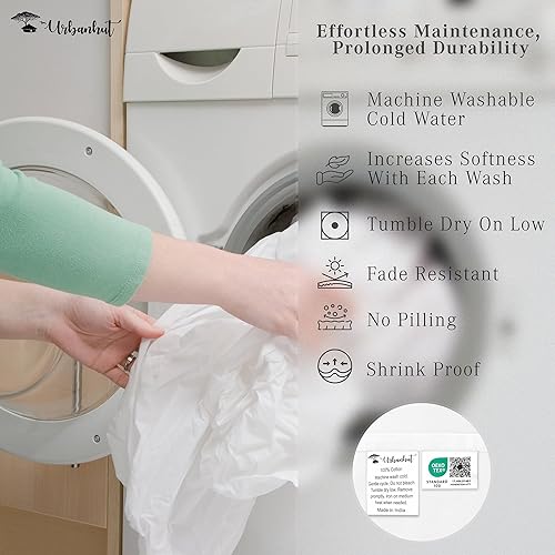 Miniatura 8 de URBANHUT Sábanas 100% de algodón egipcio, juego de sábanas de 1000 hilos tamaño Queen (4 unidades), sábanas de hotel de lujo para cama tamaño Queen,