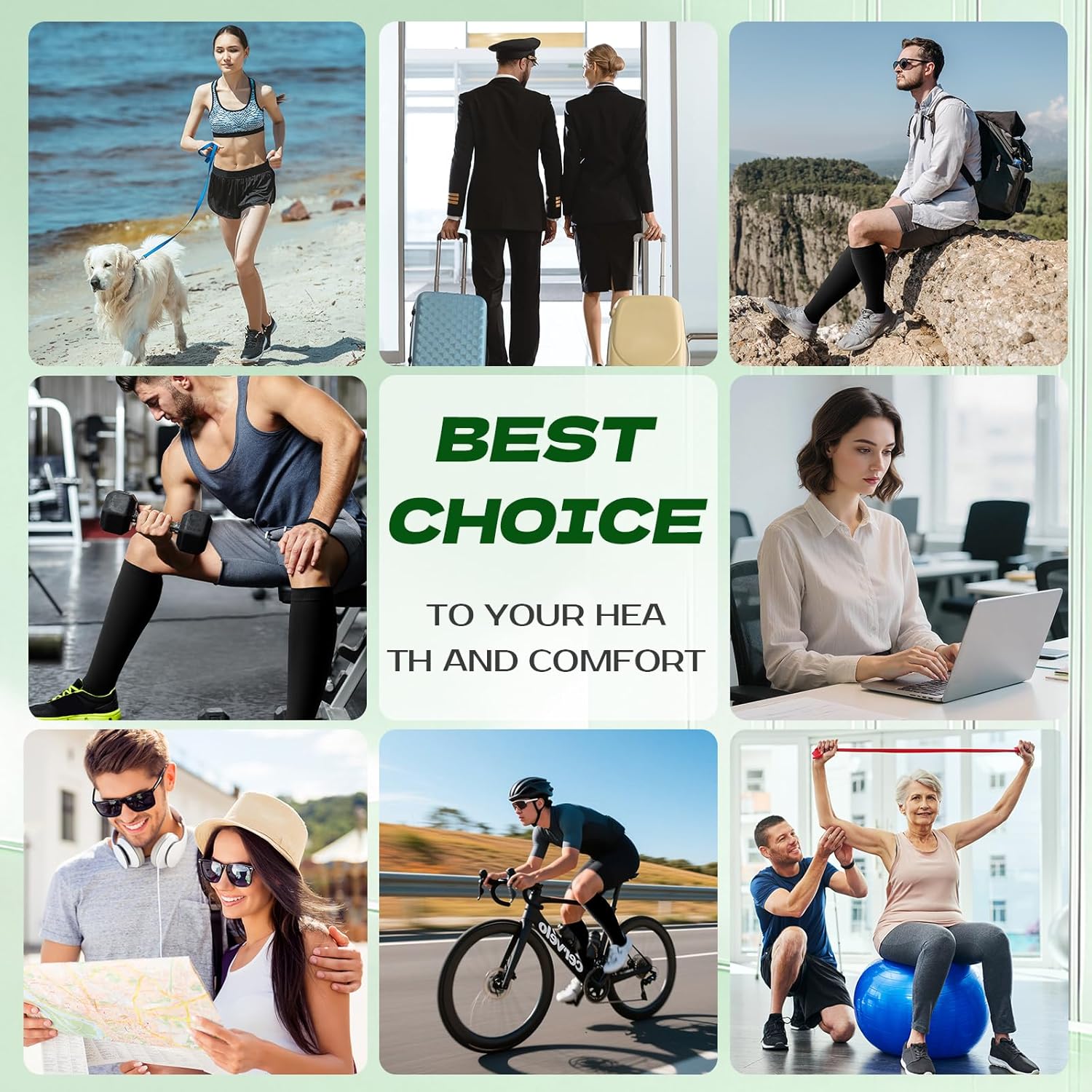 2 Pairs Compression Socks for Women and Men, 20-30mmHg Closed Toe Compression Sock, Knee High Graduated Medical Compression Stockings, Best Support Socks for Varicose Veins - Image 7