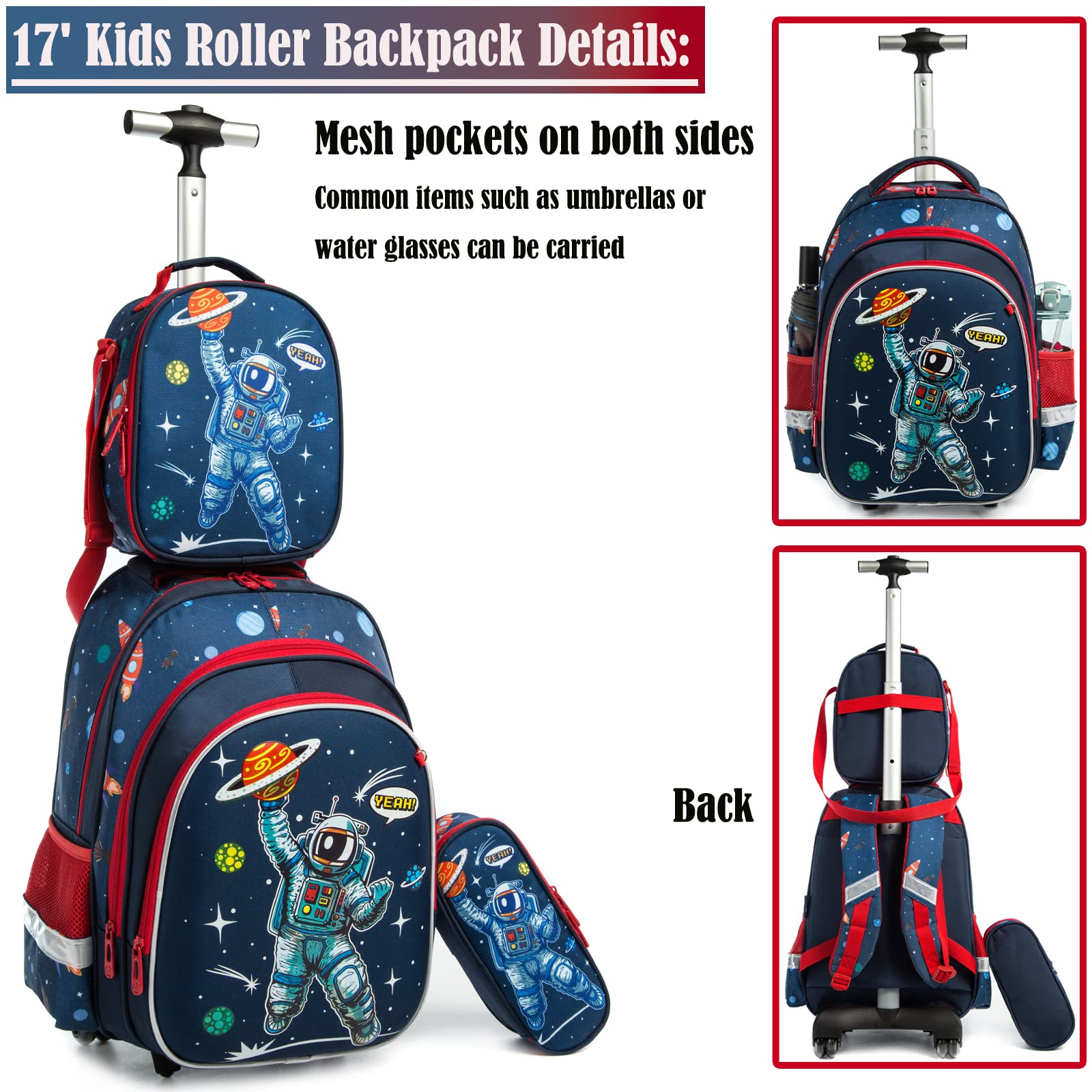Zaino con Rotelle Bambini Trolley Zainetto Elementare Scuola Primaria