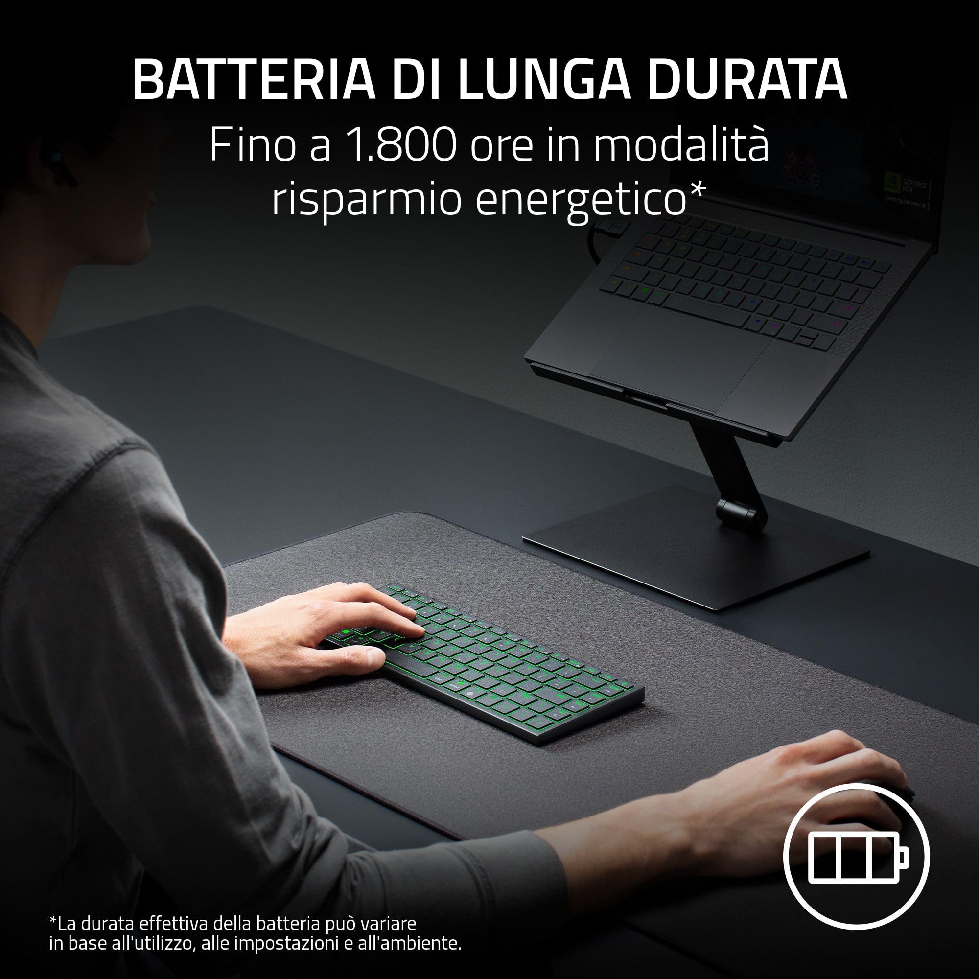 Razer Joro Portable Keyboard - Tastiera wireless compatta retroilluminata - Bluetooth - Wifi - Basso profilo - USB-C - Compatibile con Apple mac OS e iOS - Windows - Tastiera QWERTY USA | Nero
