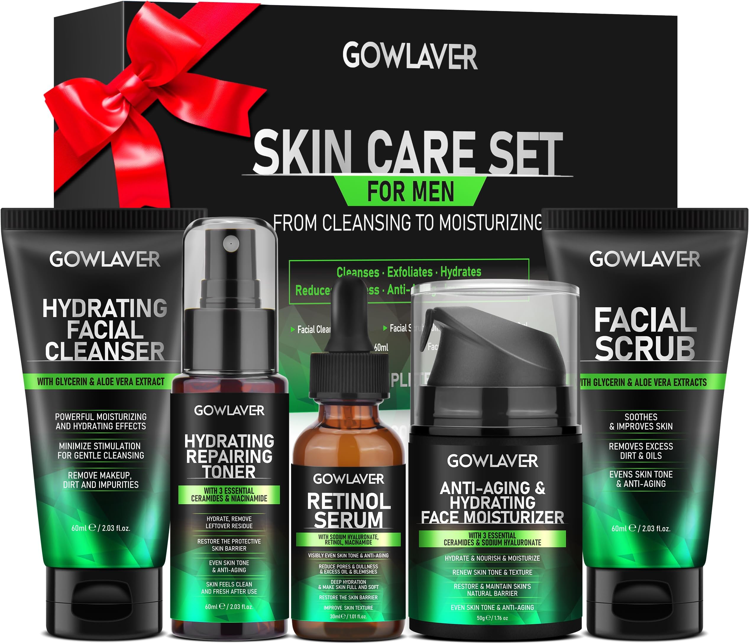 Gifts for Men,Skin Care for Men,Hydrating & Moisturizing Face Care Routine for Mens All Skin Types,Birthday Fathers Gifts Valentines for Him Dad Boyfriend Husband Christmas Stocking Stuffers