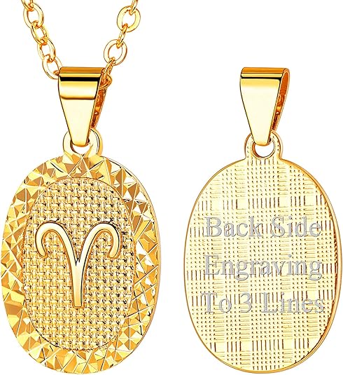 Gold Plated Zodiac Sign Pendant Necklace for Women Mens 12 Constellation Astrology Horoscope Medallion Pendant 20 Inch
