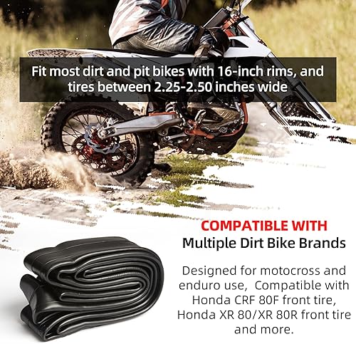 Miniatura 3 de AR-PRO 2.25/2.50-16 Tubos Interiores para Bicicletas de Dirt con Válvula Recta TR4, 70/90-16 Tubos Interiores de Motocicleta Todoterreno de Servicio