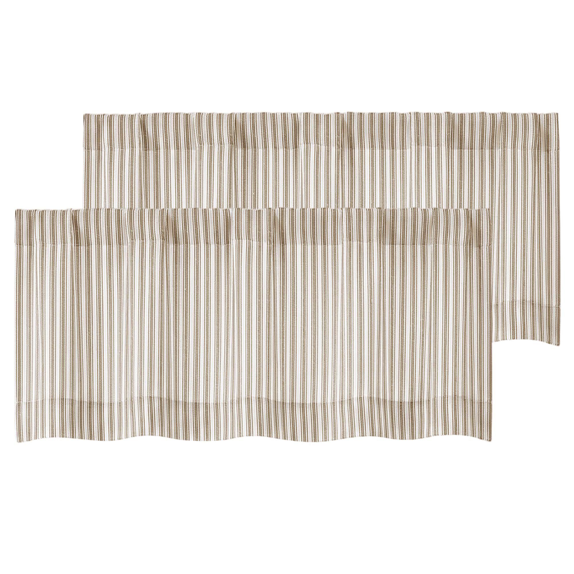 Chyhomenyc Taupe Stripe Window Valances - Light Filtering Faux Linen Short Kitchen Valance Curtains, Rod Pocket Boho Striped Topper Farmhouse Valance for Living Room Bathroom, 52Wx18L, 2 Pieces