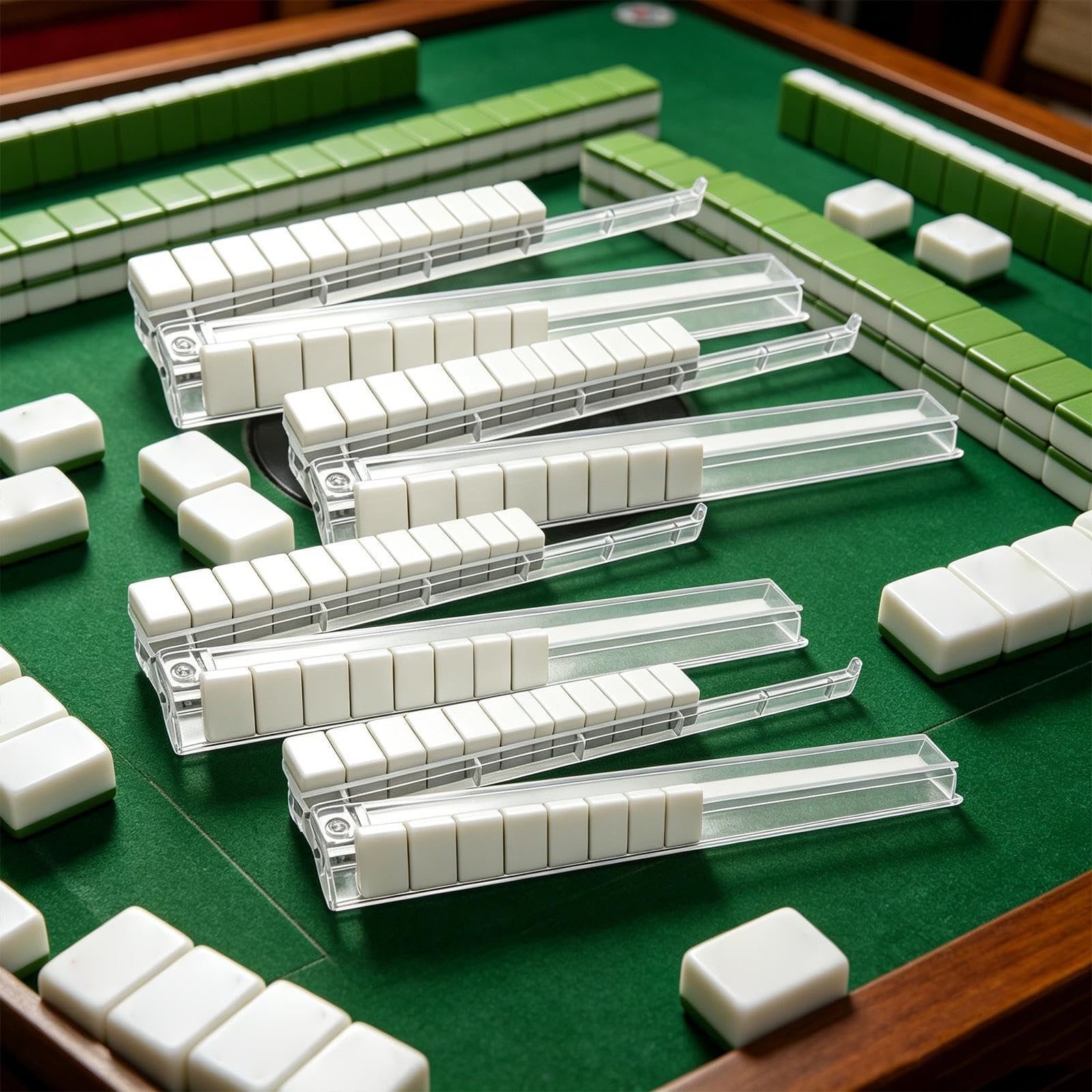 Rastrelliere Mahjong 4 Pezzi di Supporto Trasparente per da Tavolo con
