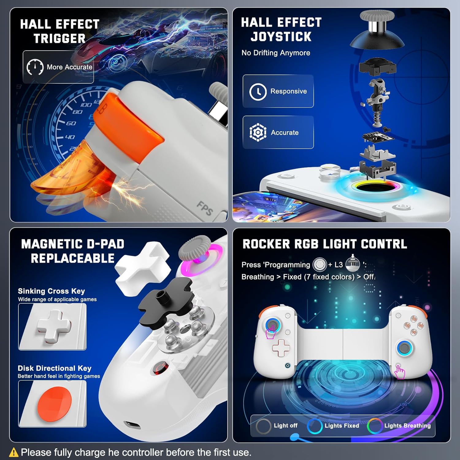 Joso Game Controller for iPad, Tablet (13"), D8 Pro Bluetooth Controller for iPhone/Android/Switch/PS4 with 2 Programmable Buttons/Hall Effect Joysticks/Hall Trigger, Cloud Gaming/Streaming, Emulators 5 81bH 6qOS6L. AC SL1500