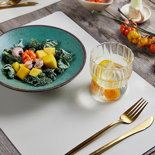 Miniatura 5 de DOLOPL Juego de 6 manteles individuales lavables de piel sintética resistentes al calor para decoración de mesa de cocina, comedor, moderno,