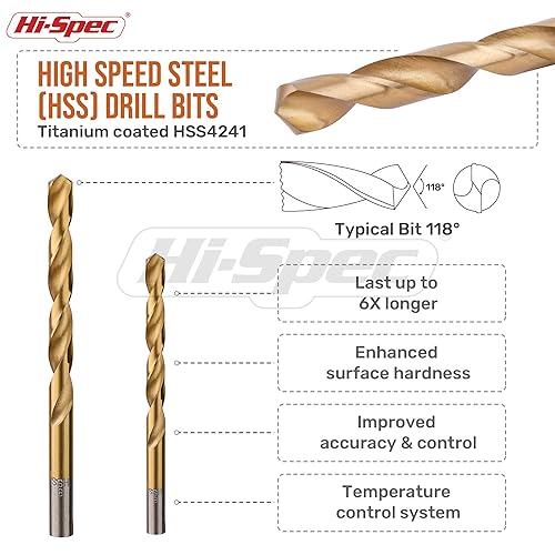 Miniatura 3 de Hi-Spec Juego de brocas múltiples SAE de 99 piezas 14 tamaños de 116 a 38 pulgadas Taladro de metal madera paneles de yeso y plásticos con brocas de