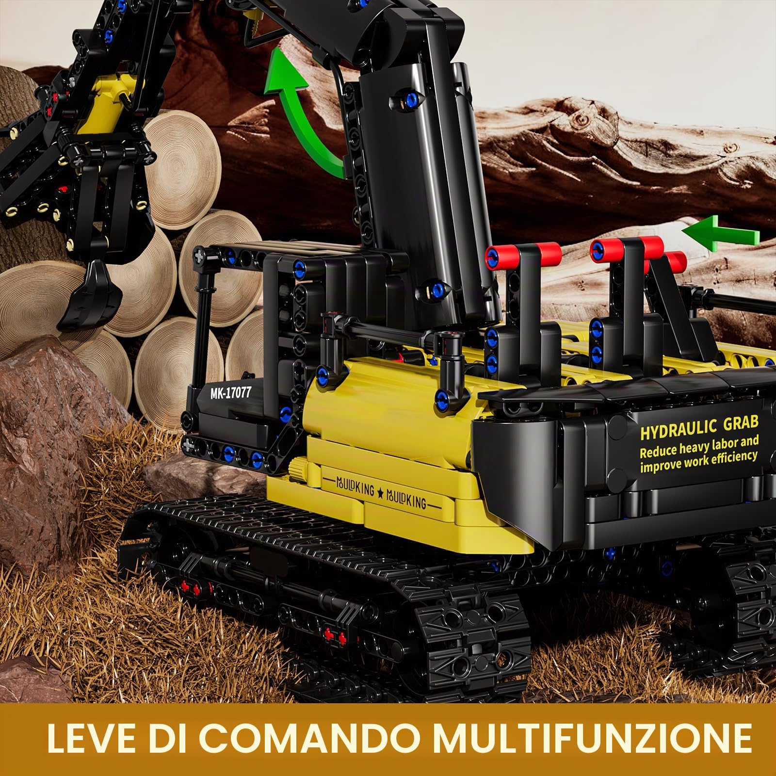 Mould King 17077 Tecnologia Idraulico Trasportatore Legno Blocchi Di Costruzione Giocattolo Versione Statica Furgone Camion Mietitrebbia Blocchi Morsetto per adulti e bambini(866 pezzi)