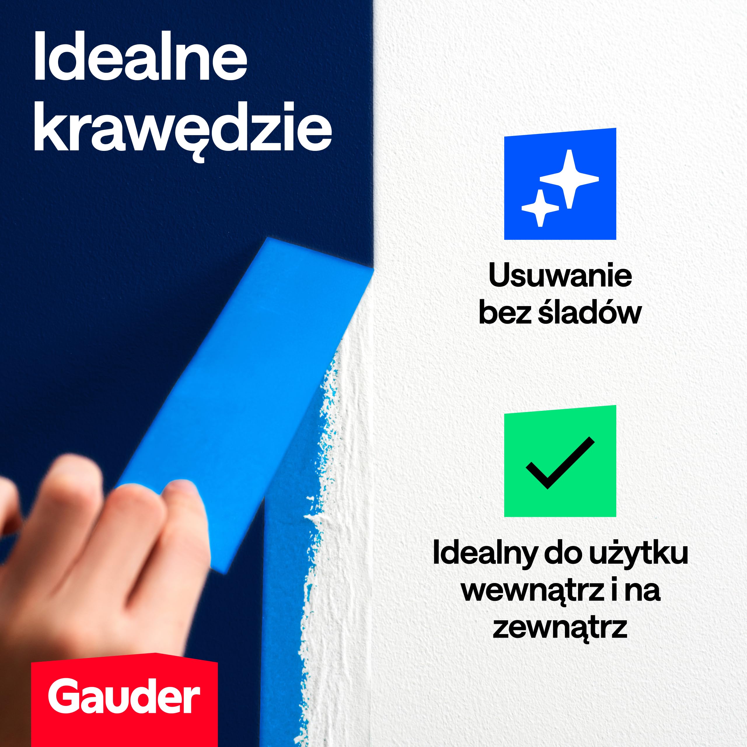 GAUDER Taśma Maskująca do Malowania - Ochronna Taśma Washi do Remontu, Dekoracji i Projektów DIY - Łatwe Usuwanie bez Pozostałości (3 Rolki - 24 mm x 50 m)