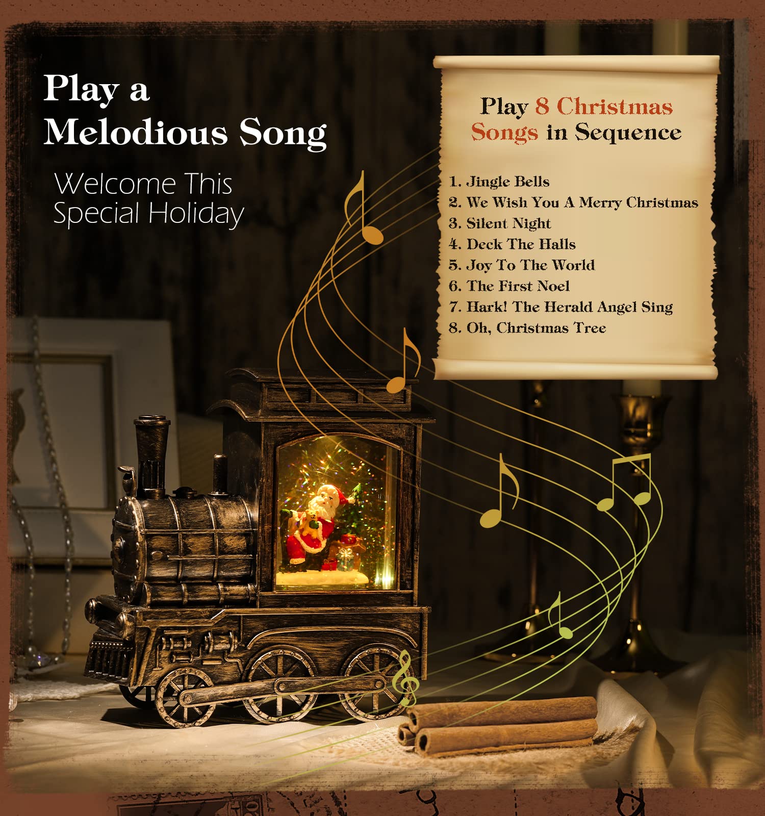Boîte à Musique De Noël Avec Boule à Neige Et Train - Fonctionne Sur Piles, LED Intégrées - Décoration De Noël Ou Cadeau (Bonhomme De Neige Coloré)