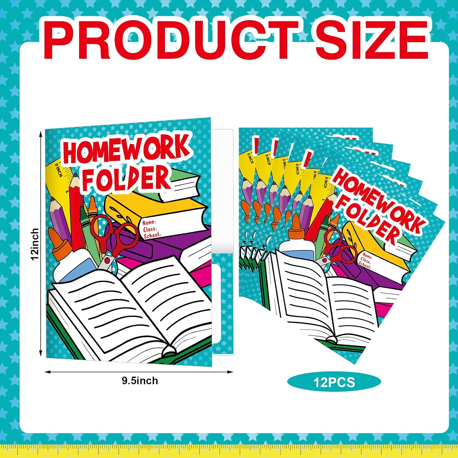 12 Pcs Homework Folders for Students Two Pocket Folders for Kids image 3
