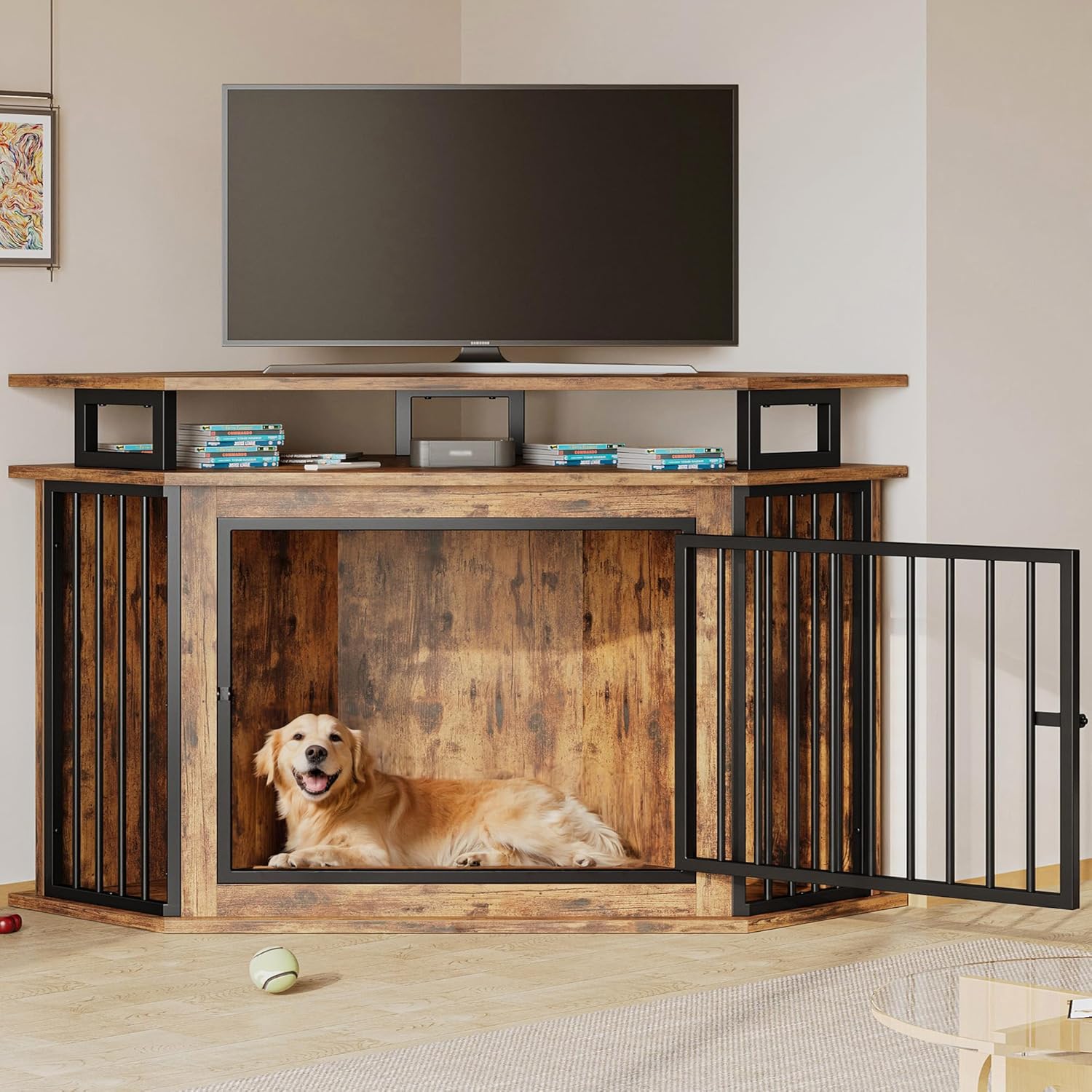 Stylish and Functional: The IRONCK 51" Corner Wooden Dog Crate Review