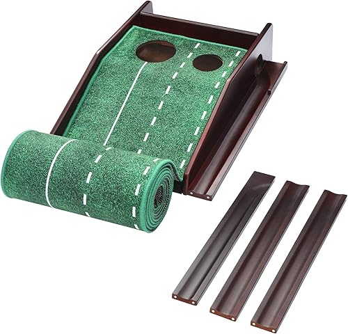 Evanno Alfombrilla de golf para interior y exterior base de madera maciza con retorno automático de bola