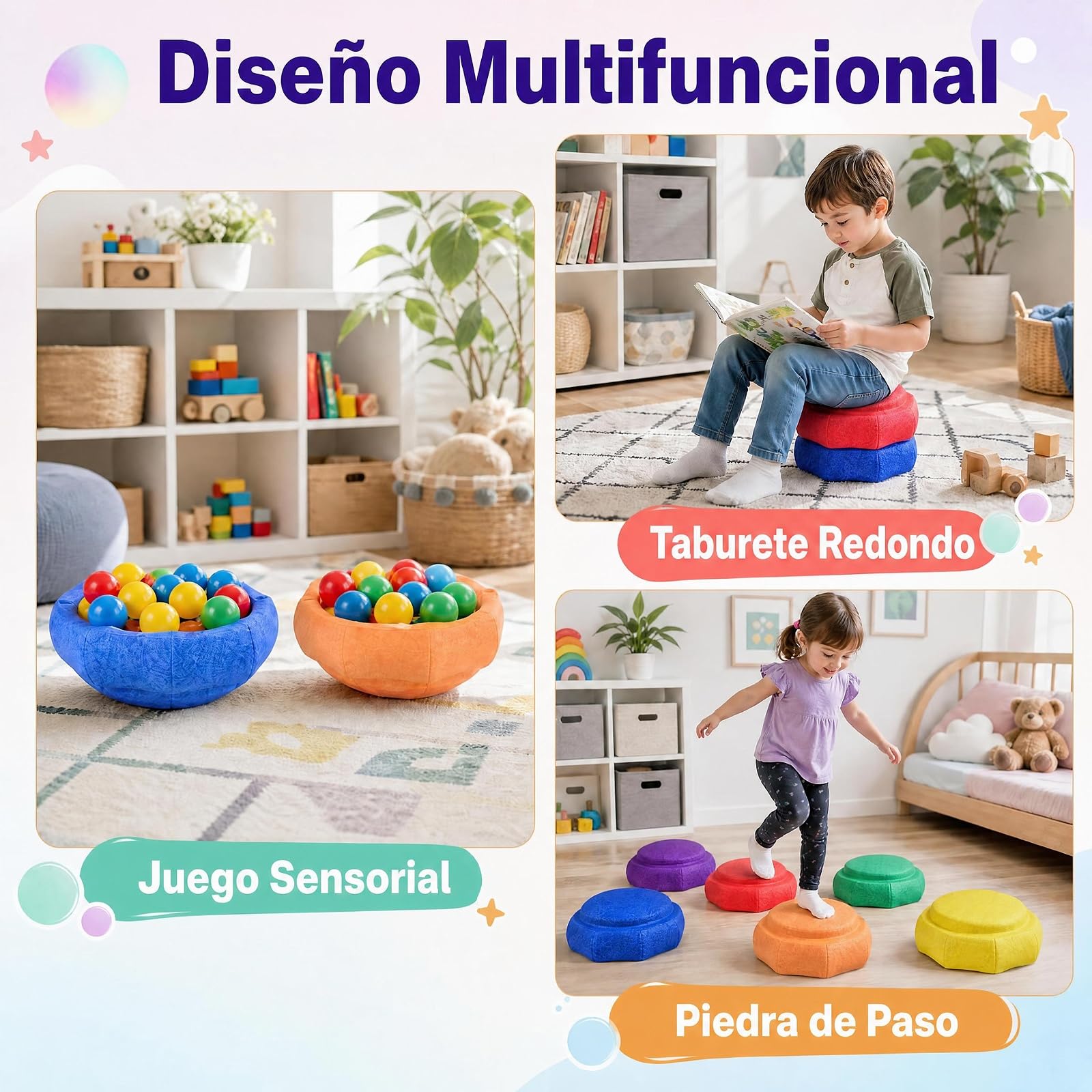 GOPLUS Piedras de Equilibrio para Niños 3+ Años, Carga 80 kg, Multicolor