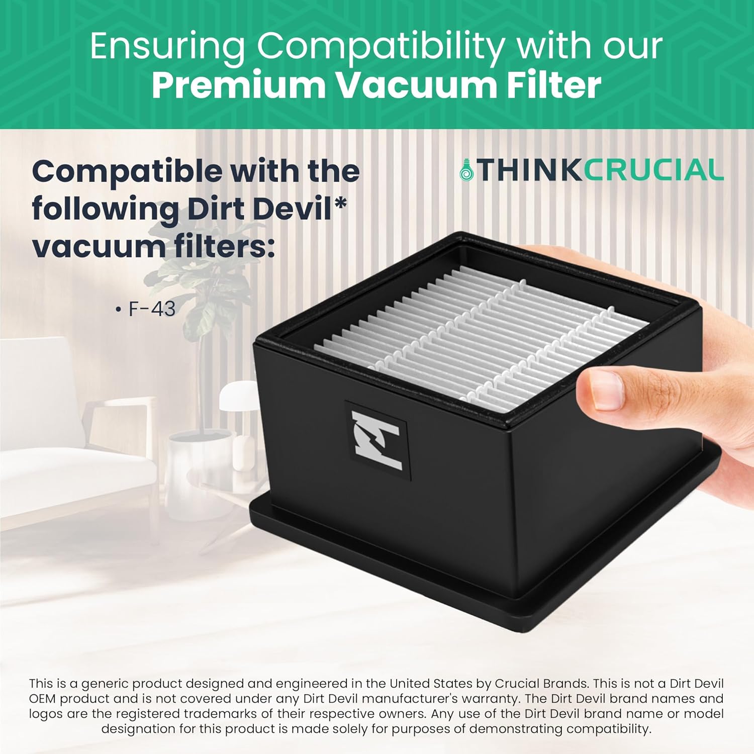 2 Replacement Air Filters - Compatible with Dirt Devil F-43 Easy Lite Cyclonic Bagless Foam Vacuum Cleaner Filter - HEPA Style - Replace Parts #F43 2PY1105000 1PY1106000 (2 Pack)- by Crucial Vacuum - Image 8