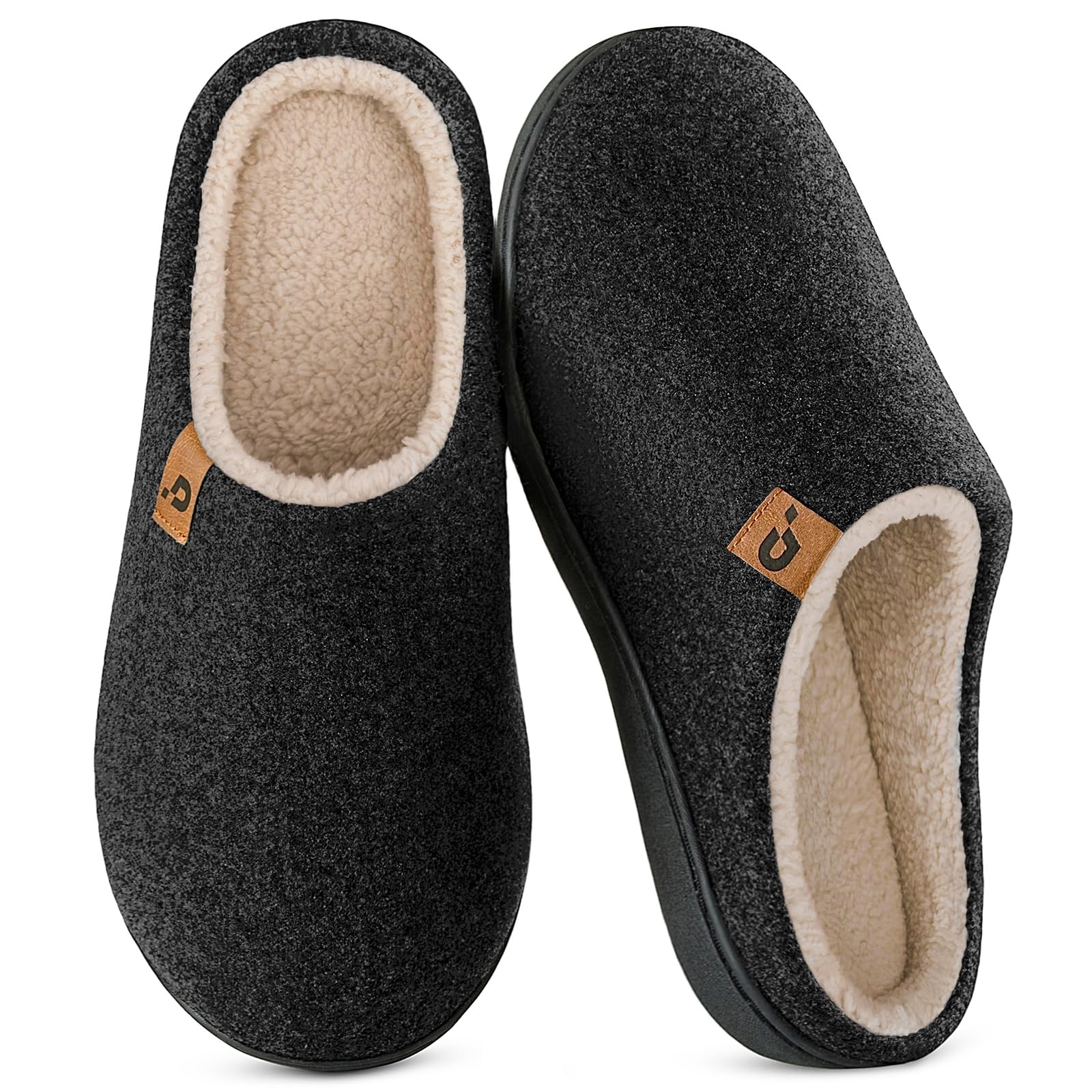 Misolin Pantofola Uomo Calde Feltro Ciabatte Casa Invernali in Memory Foam | Fodera in Sherpa, Calzata Ampia, Morbide & Comode Slippers, Lavabile in Lavatrice, Antiscivolo, Interno/Esterno, Regali